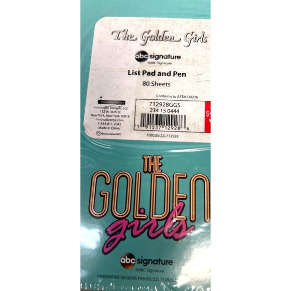 The Golden Girls List Pad & Pen Set 80 Sheets Tropical Design ABC Signature - Picture 4 of 4